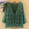 Sexy Hollow Lace Sunscreen Cardigan Sweater Women Wide Loose Air Conditioning Knitted Sweater Thin Section Female Spring Autumn 210917