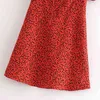Старинное богемное платье элегантный сексуальный красный мини повседневная короткая рукава клубная вечеринка ES корейский мода Boho Beach Vestidos 210521