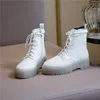 Meotina, botas de moto de tacón alto grueso con plataforma de cuero auténtico, botines para mujer, zapatos con cremallera, botas cortas atadas cruzadas, blanco para mujer 210520