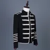 Men's Steampunk Military Drummer Emo Punk Gothic Jacket Double Breasted Stand Collar Party Singer Show Prom Costume Homme 210522