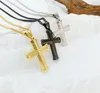 Stainless Steel Necklace Simple Embossed Cross Pendant For Women Men Boys Silver/ Gold/black 3mm 24 Inch