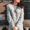 Örme Tweed Ekose Vintage Elbise Seti Takım Elbise Zarif Ofis Bayanlar Elbise Kıyafetler İki Parçalı Eşleştirme Kış 210415