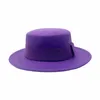 Berets Kvinnor Vinter Färgglada Fedora Hat Flat Top Wide Brim Ull Jazz Men Panama Trilby Cap Trend Gambler Partihandel