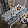 Table Cloth Chinese Classical Retro Linen Cotton Tablecloth Blue White Rectangular Dining Restaurant ChristmasTable Cover Decor