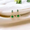 Stud oro vero placcatura zircone smeraldo retrò luce lusso micro intarsiato elegante temperamento orecchini da donna per le donne