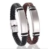 4pcs gold hip hop Mens in Braided PU faux Leather with high polished Stainless Steel Black or Brown Stylish Fashion Accessories Unique punk bracelets