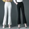 Spring Autumn Women Elasticity Bell Bottom Pants High midja Elegant Flare Pants Damer i full längd byxor plus-storlek Whitecx220310