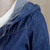 女性用ジャケットジーンズジャケット2022女性デニムブルーカジュアルフード付きシングル胸肉コートルーズレディース韓国フェードウォッシュ＃G3