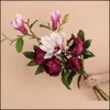 Forniture per feste festive Fiori decorativi da giardino Ghirlande Rinlong Magnolia artificiale Seta Stelo lungo Decorazioni autunnali Fiore per vaso alto Kitche