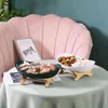 Sala de estar Plástico Armazenamento Recipiente Placa de frutas Jardim Snack Decoração Decoração Prato Da Tarde-Chá Three-Layer Bolo Cesta Pratos 211027