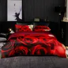 مجموعات الفراش نمط روز أحمر مجموعة غطاء لحاف 240x220 مع وسادة، 200x200 غطاء لحاف، HD طباعة الملكة الملك ورقة السرير