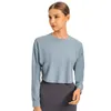 124- Felte in forma rilassata camicia da yoga traspirante con cappuccio a virgolette con cappuccio per lezioni sportive casual allenamento a maniche lunghe che corre in fitness