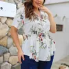 Été Plus Taille Blouse Femmes Élégant Boho Floral Blouse Chemise Femmes Vneck À Manches Courtes Blouse Surdimensionnée Dames 3XL 4XL 210401