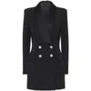 Long Blazer DR2021 Vår New Black White Coat Classic Double Breasted Back Zippe Satin Shawl Collar Women Blazer Suit Dress X0721