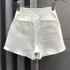 Minimalista Branco Casual Shorts Mulheres Verão Mulher Elástica Elástica Loose Denim Fashion Fashion 5b931 210427