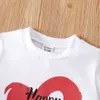 Ankomst sommar 2-bitars baby / toddler kortärmad hjärta uppsättning av valentin fiende barn flicka kläder sätter 210528