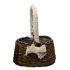 Storage Baskets 2 Pcs Hand-Woven Small Flower With Lace Handles Coffee Color & Log