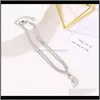 Anklets Jewelry Summer Beach Retro European 및 American Simple Double Moon Anklet with Accessories bsiux