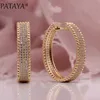 Pataya 585 Rose Gold Micro Wax Inlay Natural Cyrkon Długie Dangle Dangle Kolczyki Kobiety Wedding Party Extreme Luxury Cute Jewelry