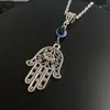 Naszyjniki wisiorek Hamesh ręczny naszyjnik niebieski stop aluminiowy choker amulet żydowska biżuteria dla kobiet akcesoria