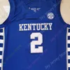 Kentucky Wildcats Basketball Jersey NCAA College Sahvir Wheeler Blue Size S-3XL Alla sömda ungdomsmän