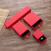 Gift Wrap Red Drawer Type Square Rectangle Cardboard Smyckesuppsättning Box för ringhalsbandslådor smycken förpackning med svamp inuti