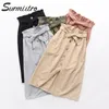 Midi Skirt Women Spring Summer Knee Length Korean High Waist A line Bud Female Casual School 210421
