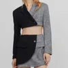 Frauen Elegante Spleißen Langarm Eine Taste Und Versteckte ButtonSlim Check Mantel Büro Arbeit Kurze Anzug Jacke Oberbekleidung 210520
