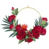 Decorative Flowers & Wreaths Metal Wreath Ring Garland Wedding Home Artificial Flower Wall Decoration Red Rose Bouquet Vintage Galand Farmho