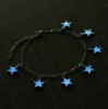 Anklets Jewelrylights Europe and the United States Ladies Beach Wind Blue Five - Winted Star Tassel Anklet Luminous Drop dostawa 2021 N7G4