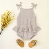 Spring Baby Girls Bodysuit Sling Sweater Soild Colour Ruffles born Clothes Kids Romper E706 210610