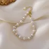 Charm Bracelets Fashion Round Ball Freshwater Pearl Stitching Rhinestone Beaded Bracelet Women039s Banquet Accessories3929004