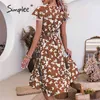 Summer V-neck short sleeve printed women's dress Fashion high waist office ladies dresses OOTD Causal wrap Vestidos 210414