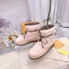 Donna CUSCINO Stivali bassi piatti Stivali da neve con plateau Fondo leggero Ragazza Inverno Comfort Scarpe da esterno Stivaletti stringati in pelle con scatola NO330