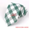 Green Plaid Ties for Men Women Cotton Slim Neck Tie Wedding Business Suits Skinny Fashion Striped Tie Wear