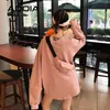 Herbst Harajuku Lose Frauen Hoodies Sweatshirt Streetwear Einfarbig Plus Größe Lange INS Weibliche Pullover 210521