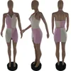 Toptan Yaz Kadın İki Parçalı Elbise Mini Etek Seksi Tank Top + Etekler Bodycon Suit Parti Abiye Casual Spor Minidress Bayan Giyim KLW6533