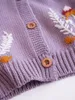 아기 소녀 의류 니트 카디건 긴 소매 꽃 디자인 스웨터 100 % 코 튼 싱글 브레스트 탑 겨울 따뜻한 옷