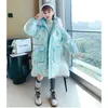 Fashion Girls Winter Coat Fur Hooded Parkas Children Thickening Warm Bright Jacket For Outwear TZ659 211222