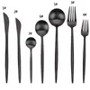 Stainless Steel Black Knife Fork Spoon Set Steak Table Knives Coffee Spoons Cake Cheese Forks Kitchen Hotel Tableware Sets BH5196 WLY