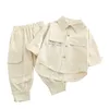 Mihkalevファッション子供服男の子秋の赤ちゃんの女の子服セットジャケットとズボン子供スポーツスーツの衣装211021