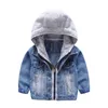 Jacka Girls Kids Boys Toddler Patchwork Hoodies Coat Denim Långärmad Ytterkläder Barn Windbreaker 3-7 år