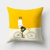 Linda capa de almofada com estampa de bicicleta de desenho animado de poliéster decorativa para assento de sofá fronha macia 45x45cm para decoração de casa/decorativa