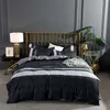 Ensembles de literie imprimés de feuilles modernes Nordic Flat Linge de lit Drap à carreaux Stripe Ensemble de housse de couette Simple Double Queen King Literie 210706