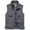 Quick dry Multi-Pockets Classic Waistcoat Male Sleeveless Unloading Solid Coat Work Vest Pographer Tactical Masculino Jacket 210925