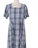 S-XL Plus Size Summer Girls Party Abito vintage femminile PLAID manica corta Abiti da donna viola oversize Robe Vestido 210417