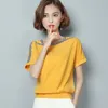 summer chiffon women blouse shirt causal plus size short sleeve tops solid white red yellow color blusas 0370 30 210521