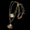 Y · ying odlade pärla vita kvarts druzy charm guldfärg pläterade kedjelager uttalande halsband 17.5 "