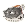 Cintos do crânio da moda ocidental rebite homens cravejados para mulheres, cintura de couro genuíno tira punk rocky Paisley em relevo Buckle297b