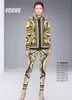 Luxe gouden luipaardprint Designer Runway Suit Autumn Women Long Sleeve Blouse Shirt Half rok Potlood Pant 3 -delige set 210416